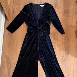 Harper Rose | Velvet Blue | Long Sleeve | Wide Leg | Jumpsuit | size 14